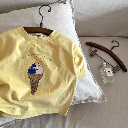 Summer Children Boy Short Sleeve Tees Cartoon Print 2-8Yrs Boys T-shirt Loose Colorful Toddler Kid Boy Tops Little Boys Pullover - Happy Bambino