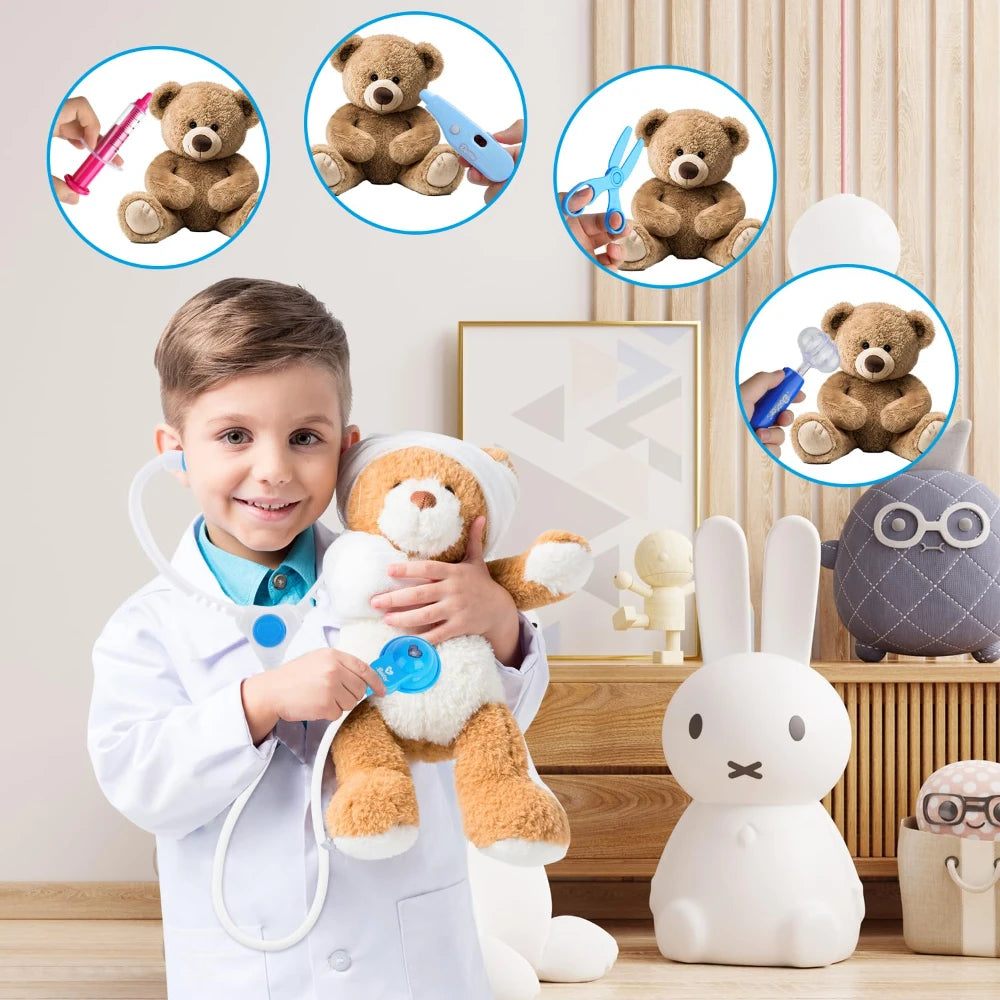 WizKidz Doctor Nurse Role Play Set Medical Tools With Stethoscope & Injectors In A Pretend Play Trolley Box Ideal Gift for Kids - Happy Bambino
