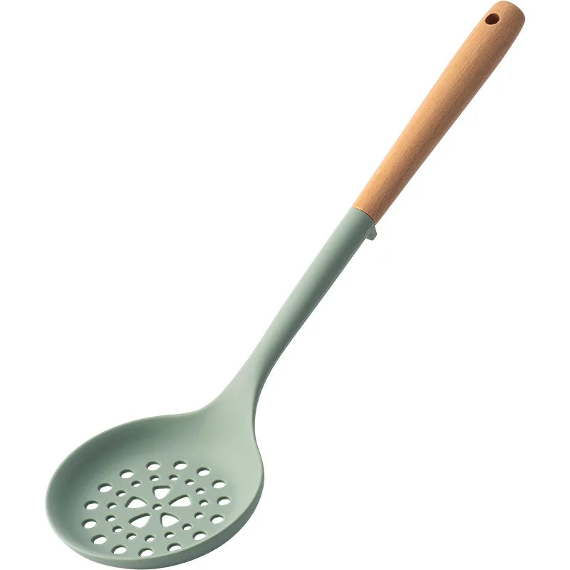 NEW Silicone Spatula Non Stick Pan Wooden Handle Silicone Vegetable Heat-resistant Silicone Cooking Spatula Spoon Kitchen tool - Happy Bambino