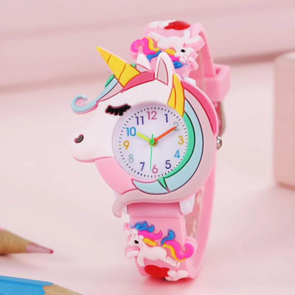 2024 New Rainbow Cloud Printed Silicone Band Children's Watch Girl Cute Cartoon Quartz Watch Kids Watches Boys Girl Watche - Happy Bambino