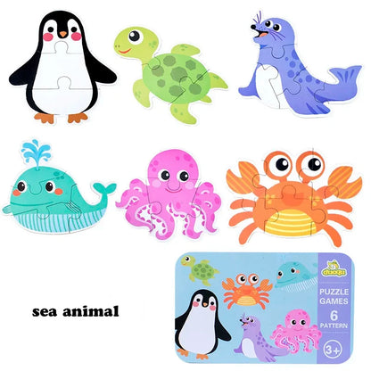 Baby Puzzle Montessori Educational Toys Wood 3D Puzzle Games Iron Box children Puzzles Jigsaw Wooden Puzzles For Kids 2 3 4 Year - Happy Bambino