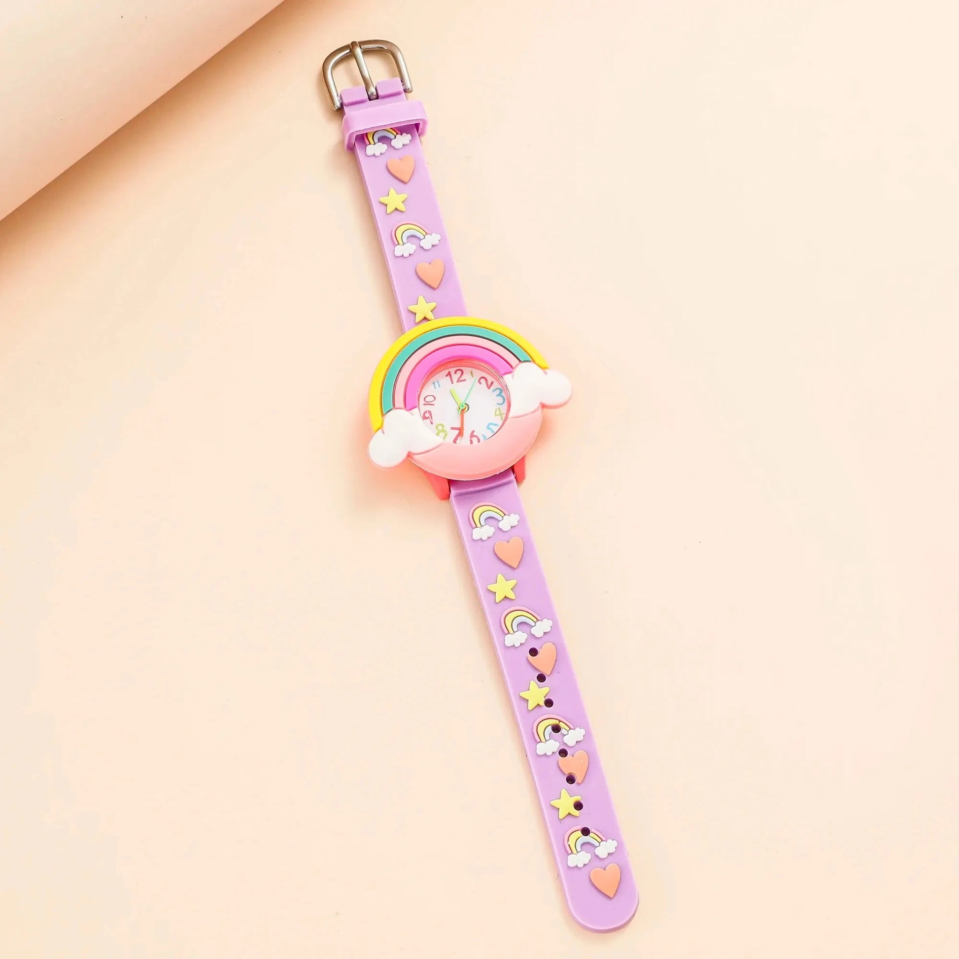 2024 New Rainbow Cloud Printed Silicone Band Children's Watch Girl Cute Cartoon Quartz Watch Kids Watches Boys Girl Watche - Happy Bambino