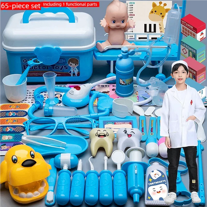 WizKidz Doctor Nurse Role Play Set Medical Tools With Stethoscope & Injectors In A Pretend Play Trolley Box Ideal Gift for Kids - Happy Bambino