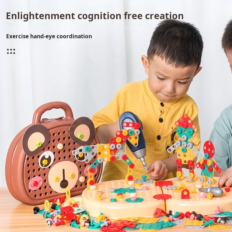 Baby Puzzle Assembling Toys Toolbox Electric Screwdriver Screw Repair Children Repair Kit Educational Toy - Happy Bambino