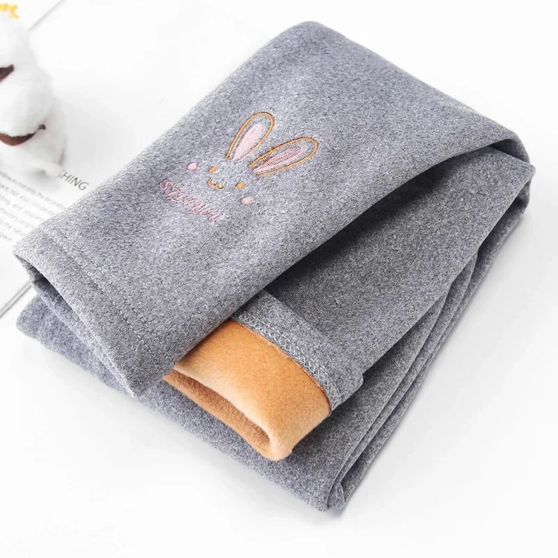Clearance_3-8 Years Girl Leggings Baby Bunny Pants Kids Autumn Winter Thermal Tights Children Fleece Lined Fashion Trousers Casu - Happy Bambino