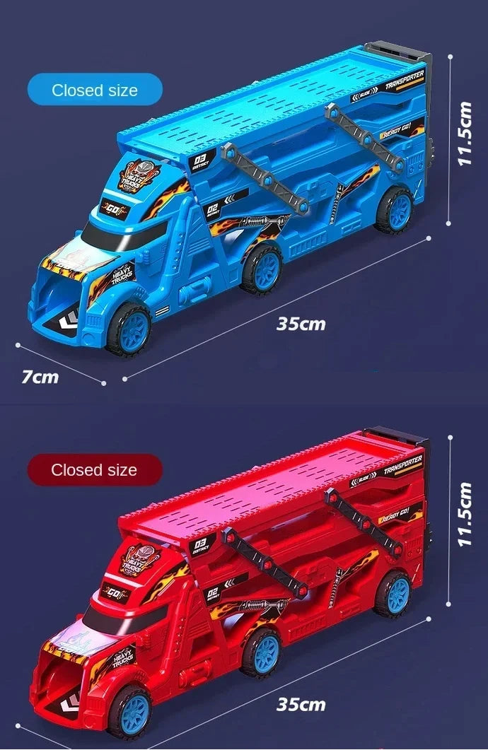 Large Kid Truck Deformation Transporter Car Toys Models Educational Model Folding Track Racing Vehicle Boys Girls Birthday Gift - Happy Bambino