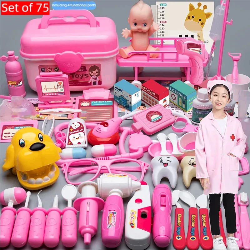 WizKidz Doctor Nurse Role Play Set Medical Tools With Stethoscope & Injectors In A Pretend Play Trolley Box Ideal Gift for Kids - Happy Bambino