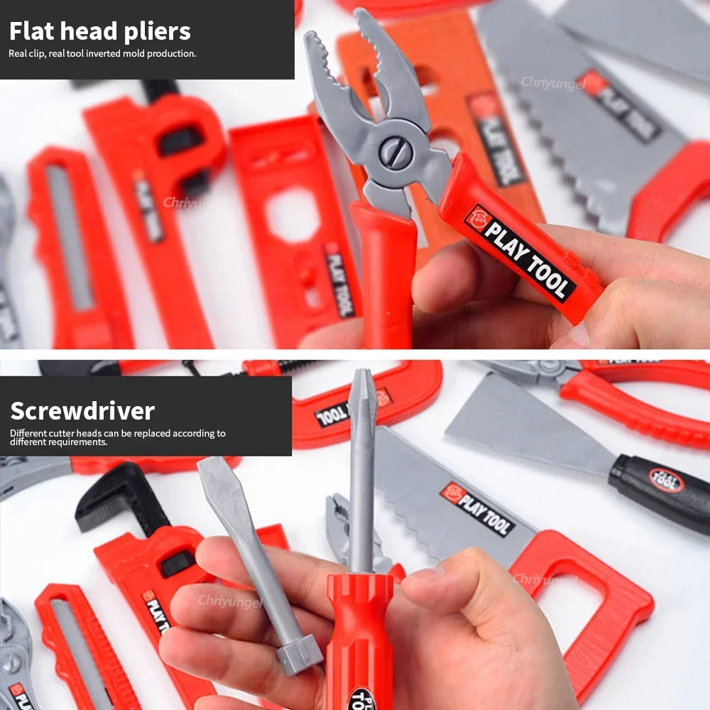 Pretend Tools Kit Kids Play Repair Tool Set Plastic Construction Toys with Screwdrivers for Toddler Boys Girls Child - Happy Bambino
