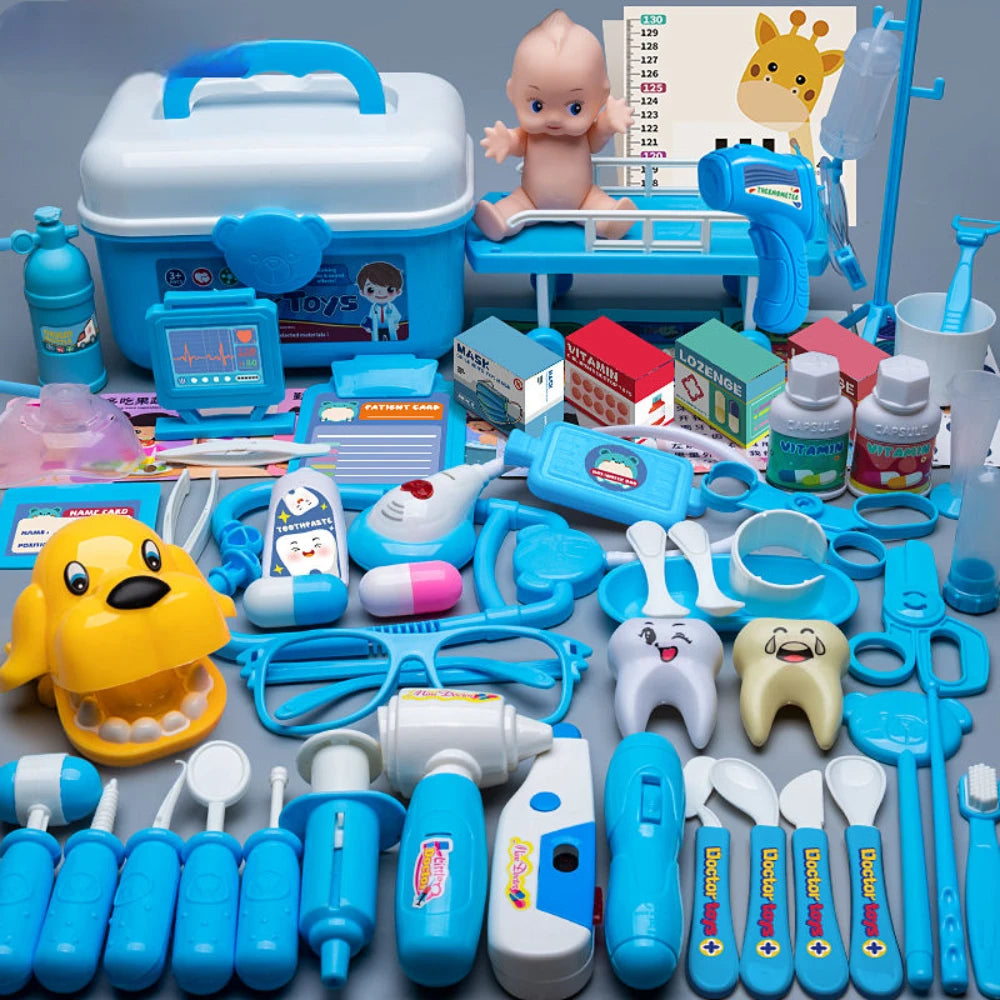 WizKidz Doctor Nurse Role Play Set Medical Tools With Stethoscope & Injectors In A Pretend Play Trolley Box Ideal Gift for Kids - Happy Bambino