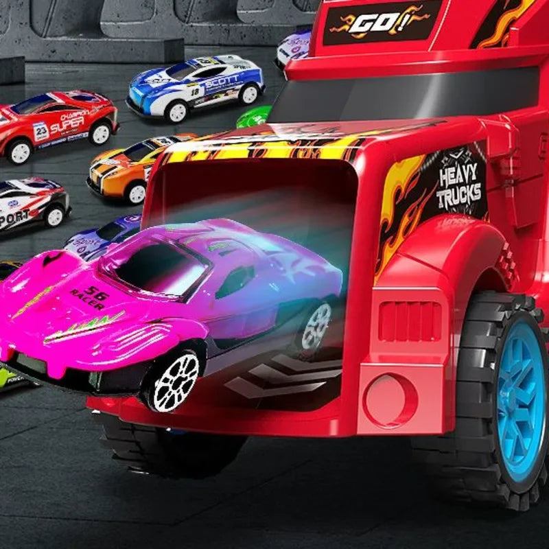 Large Kid Truck Deformation Transporter Car Toys Models Educational Model Folding Track Racing Vehicle Boys Girls Birthday Gift - Happy Bambino