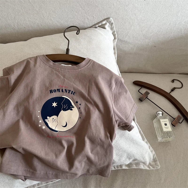 Summer Children Boy Short Sleeve Tees Cartoon Print 2-8Yrs Boys T-shirt Loose Colorful Toddler Kid Boy Tops Little Boys Pullover - Happy Bambino
