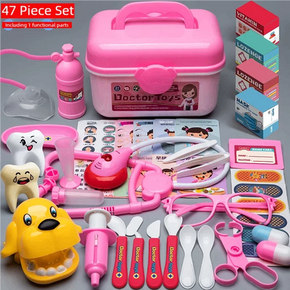 WizKidz Doctor Nurse Role Play Set Medical Tools With Stethoscope & Injectors In A Pretend Play Trolley Box Ideal Gift for Kids - Happy Bambino