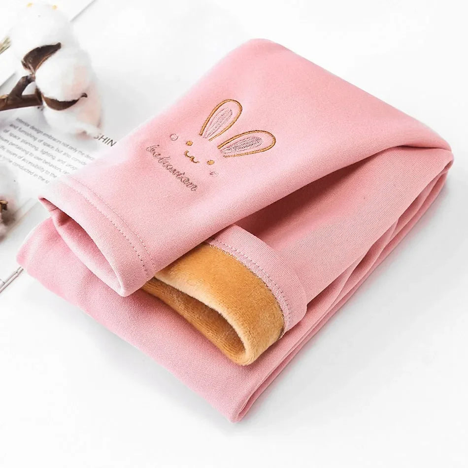 Clearance_3-8 Years Girl Leggings Baby Bunny Pants Kids Autumn Winter Thermal Tights Children Fleece Lined Fashion Trousers Casu - Happy Bambino