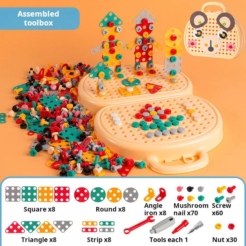 Baby Puzzle Assembling Toys Toolbox Electric Screwdriver Screw Repair Children Repair Kit Educational Toy - Happy Bambino
