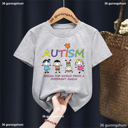 Autism Seeing The World From A Different Angle , Autistic Children Tshirt, Understanding And Supporting Autistic Toddler Tshirts - Happy Bambino
