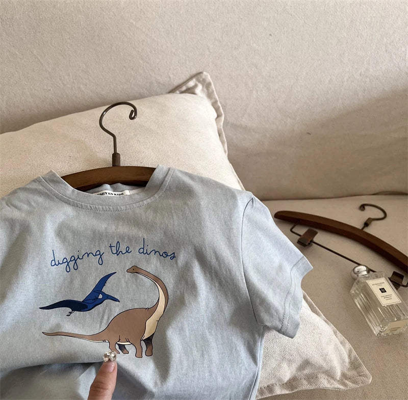 Summer Children Boy Short Sleeve Tees Cartoon Print 2-8Yrs Boys T-shirt Loose Colorful Toddler Kid Boy Tops Little Boys Pullover - Happy Bambino