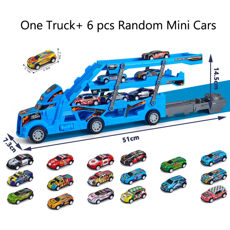 Large Kid Truck Deformation Transporter Car Toys Models Educational Model Folding Track Racing Vehicle Boys Girls Birthday Gift - Happy Bambino