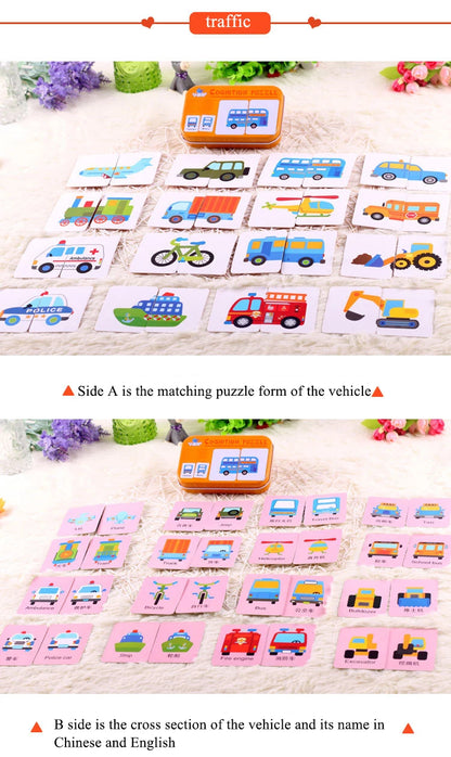 Baby Puzzle Montessori Educational Toys Wood 3D Puzzle Games Iron Box children Puzzles Jigsaw Wooden Puzzles For Kids 2 3 4 Year - Happy Bambino