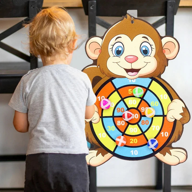 Educational Games Dart Board Baby Toy Stickey Ball Dart Indoor Sports Child Montessori Games for Children 3 to 7 Years - Happy Bambino