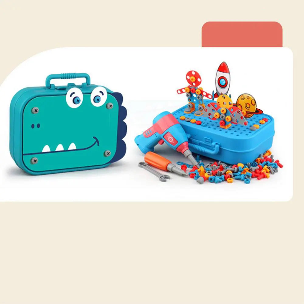 Children DIY Tool Toys Set Electric Drill Screw Nuts 3D Puzzle Toy Pretend Play Tool Kits 2D/3D Educational Toy - Happy Bambino