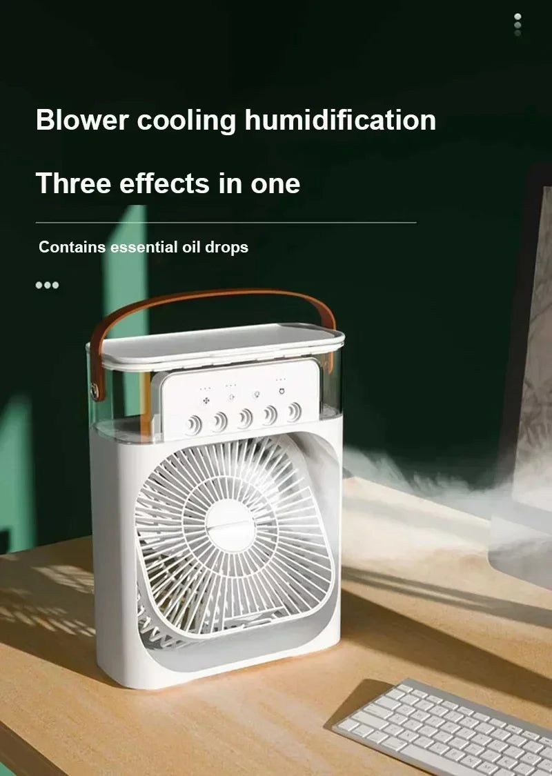New 3 In 1 Fan AIr Conditioner Household Mini Air Cooler LED Night Light Portable Humidifier Air Adjustment Fan Office Home Fan - Happy Bambino