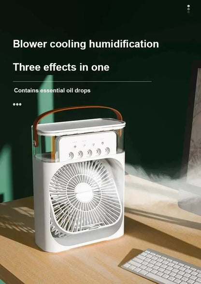 New 3 In 1 Fan AIr Conditioner Household Mini Air Cooler LED Night Light Portable Humidifier Air Adjustment Fan Office Home Fan - Happy Bambino
