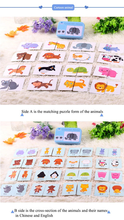 Baby Puzzle Montessori Educational Toys Wood 3D Puzzle Games Iron Box children Puzzles Jigsaw Wooden Puzzles For Kids 2 3 4 Year - Happy Bambino