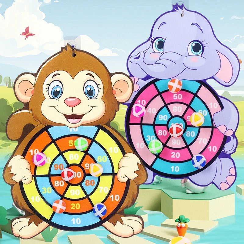 Educational Games Dart Board Baby Toy Stickey Ball Dart Indoor Sports Child Montessori Games for Children 3 to 7 Years - Happy Bambino