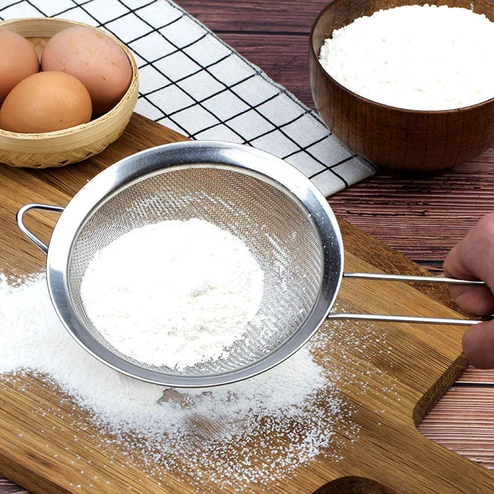 3pcs Fine Mesh Strainers Set Stainless Steel Multipurpose Flour Sieve  Sifter With Handle Perfect For tea Flour Egg Kitchen Tool - Happy Bambino