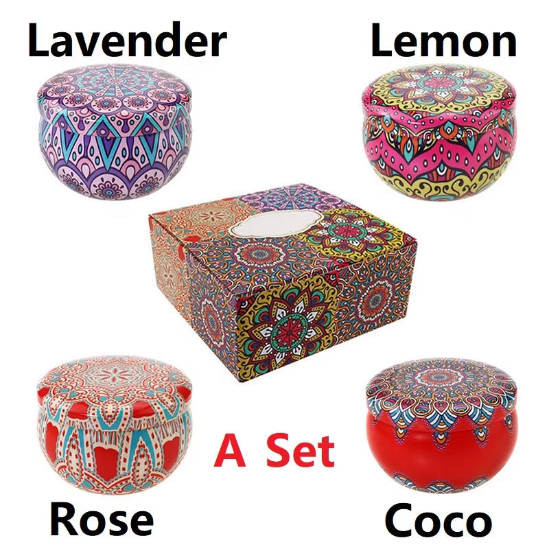Vintage Scented Soy Wax Candles – 1/4PCS Flower Fragrance Candle Jars for Gifts & Home Decor