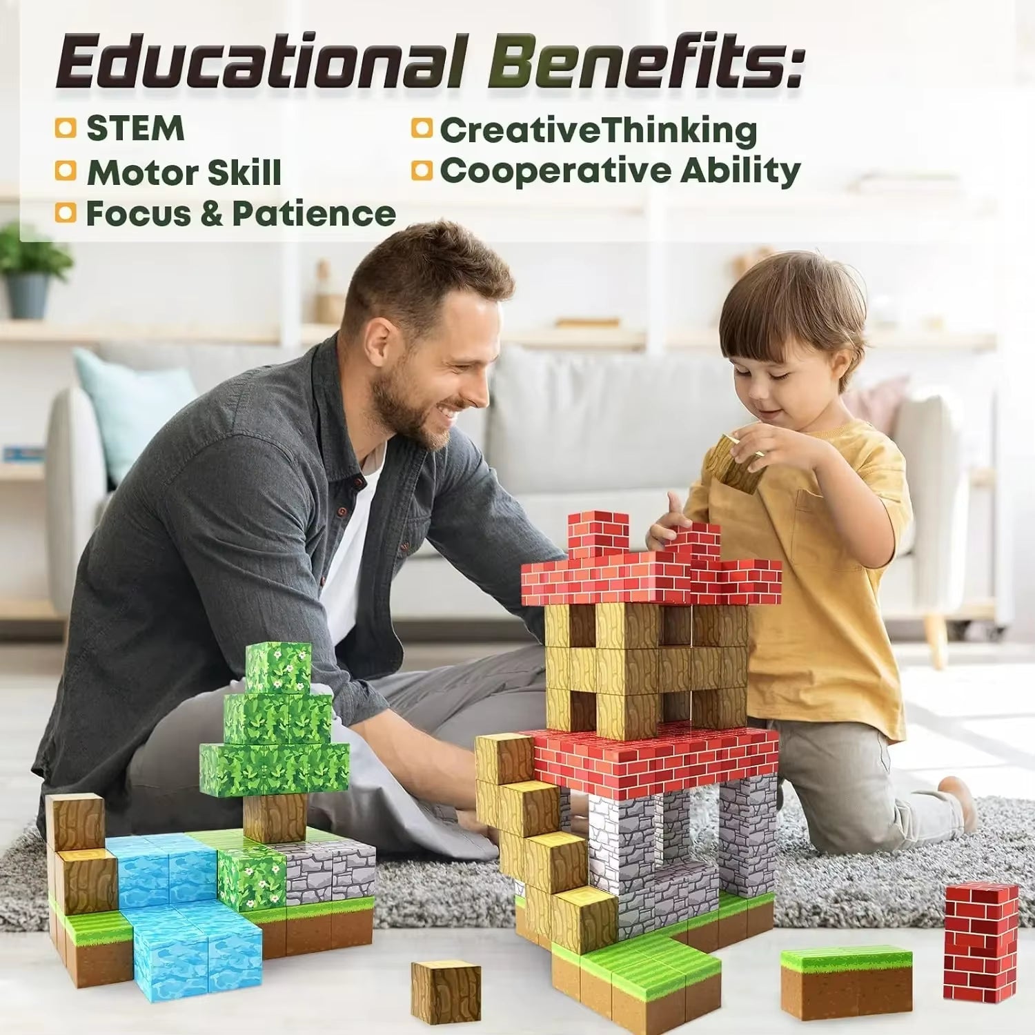 100pcs Magnetic Building Blocks Set | STEM Educational Toys for Kids 6+ | Construction Magnet Cubes for Boys Girls | Montessori Sensory Gift