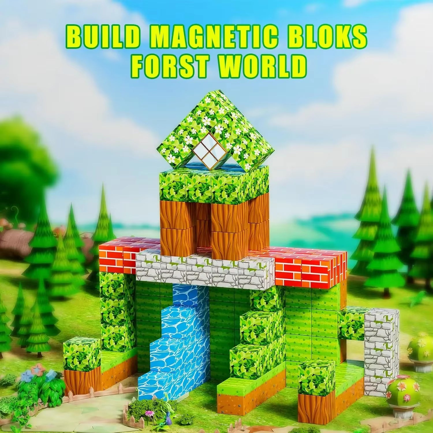 100pcs Magnetic Building Blocks Set | STEM Educational Toys for Kids 6+ | Construction Magnet Cubes for Boys Girls | Montessori Sensory Gift