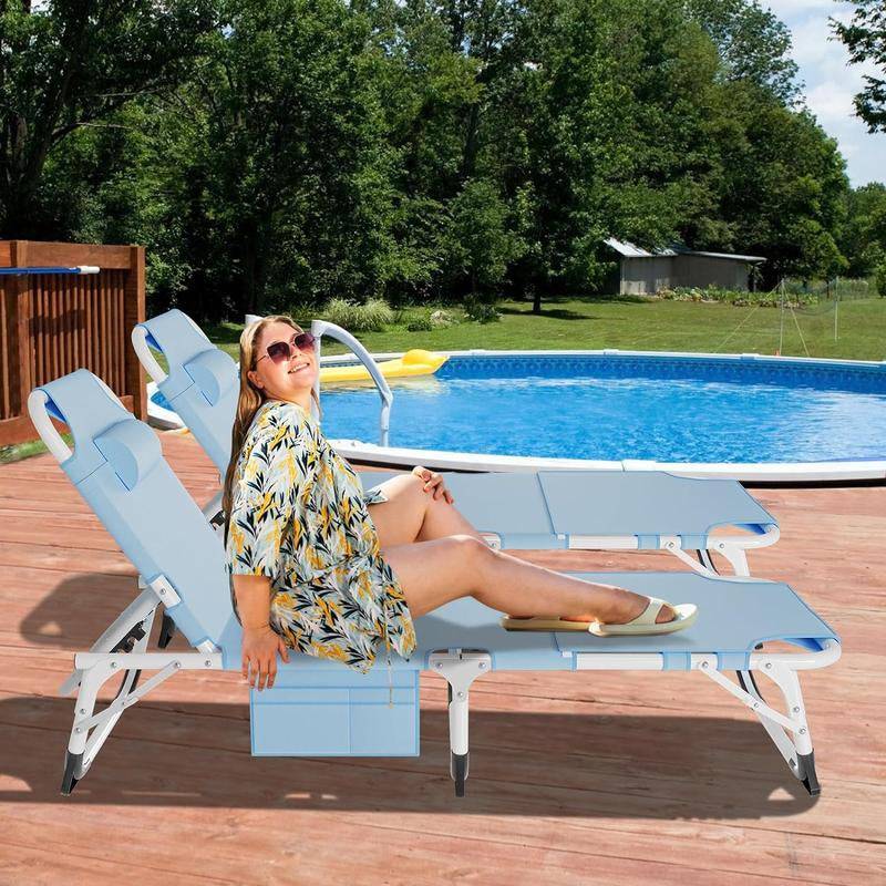 Docred Tanning Chair with Face Hole – 5-Position Adjustable Recliner, Foldable Lounge Chair with Detachable Pillow for Sunbathing, Beach, Pool, Lawn, and Camping