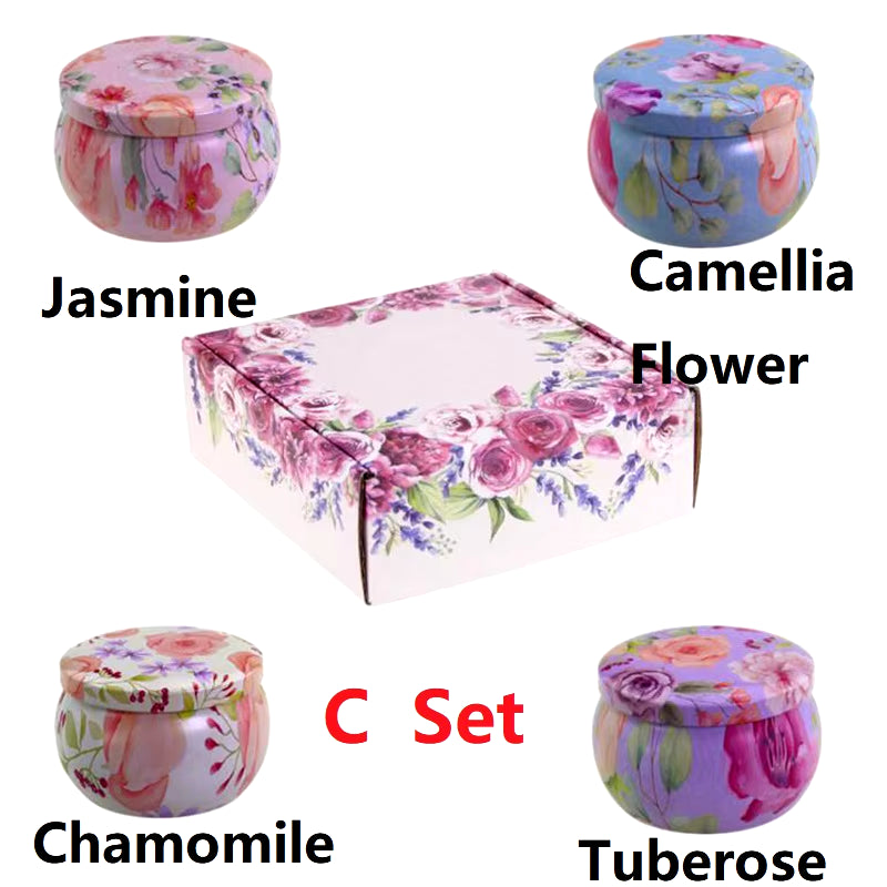 Vintage Scented Soy Wax Candles – 1/4PCS Flower Fragrance Candle Jars for Gifts & Home Decor