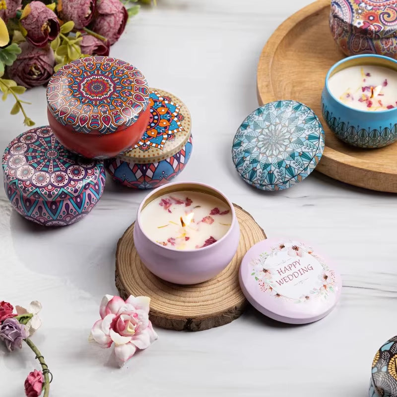 Vintage Scented Soy Wax Candles – 1/4PCS Flower Fragrance Candle Jars for Gifts & Home Decor