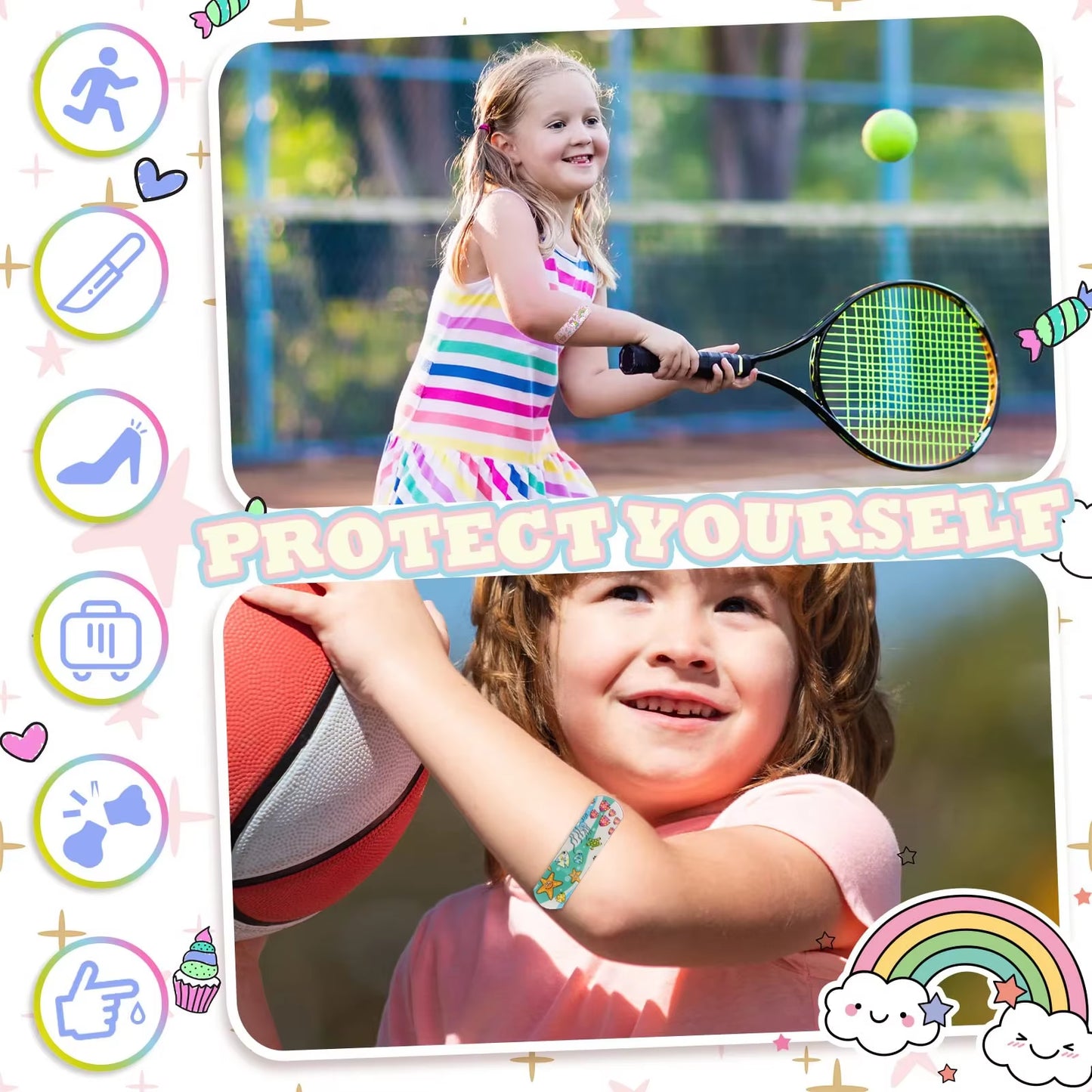 100 Pcs Cute Cartoon Kids Bandages - Flexible, Waterproof, and Breathable Adhesive Strips for Children